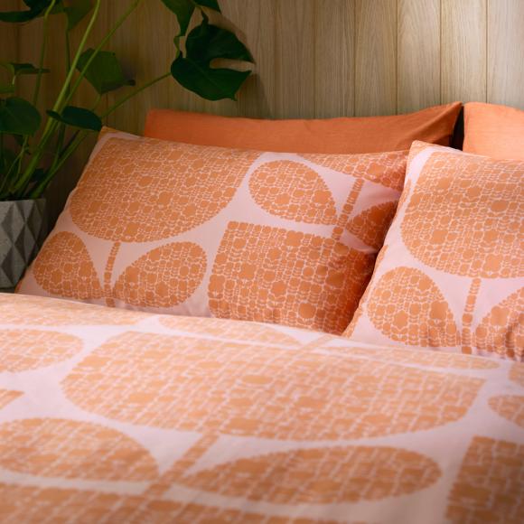 Orla Kiely Black Garden Duvet Cover Set Orange Sorbet