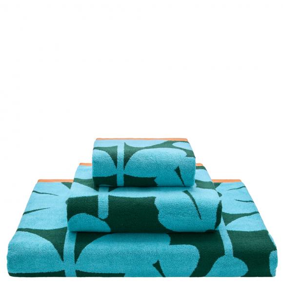 Orla Kiely Wildflower Towels Blue Lagoon