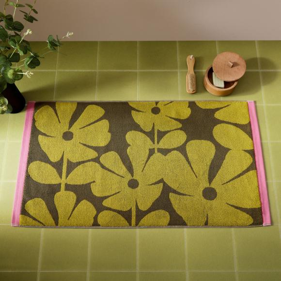 Orla Kiely Wildflower Bath Mat Yellow Ochre