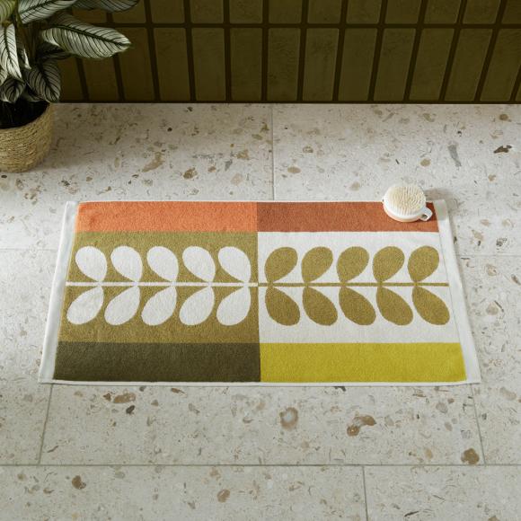 Orla Kiely Stem Check Bath Mat Hazel-Ochre