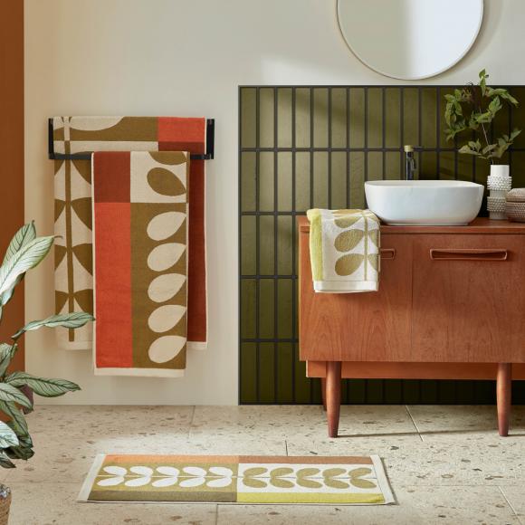 Orla Kiely Stem Check Bath Mat Hazel-Ochre