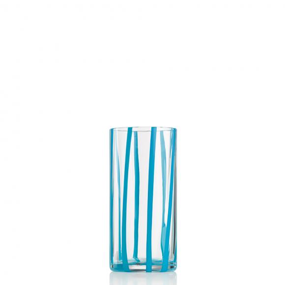 NasonMoretti Murano Cyrcus Highball Glass Stripes Light Blue