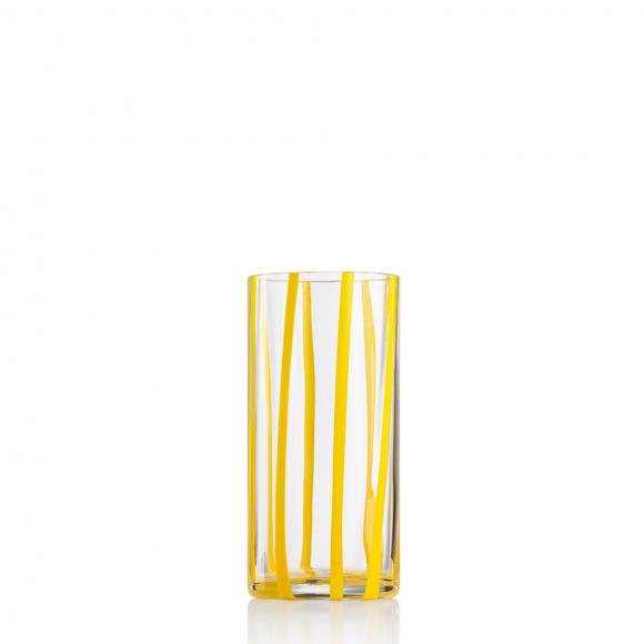 NasonMoretti Murano Cyrcus Highball Glass Stripes Sunflower Yellow
