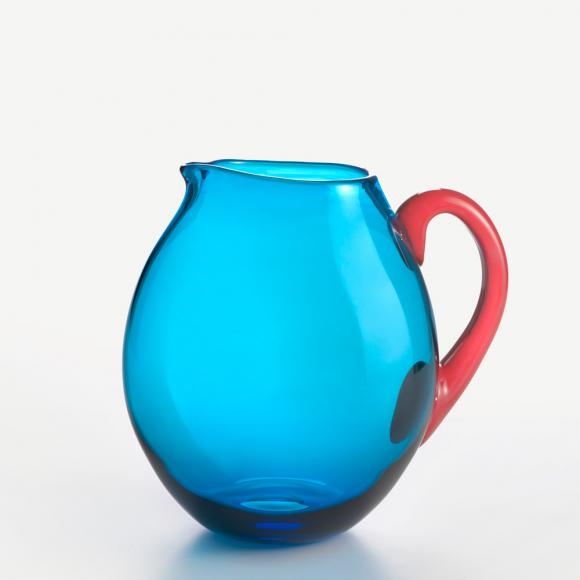 NasonMoretti Murano Dandy Jug Coral Red-Turquoise