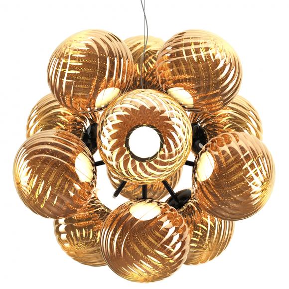 Tom Dixon Whirl LED Burst Chandelier Gold 