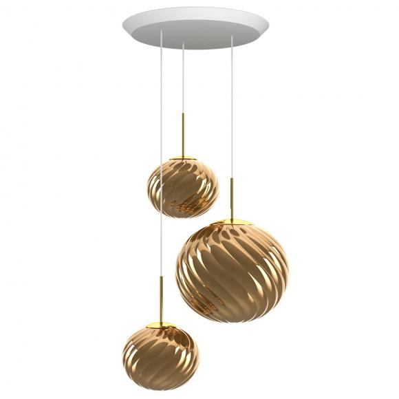 Tom Dixon Whirl LED Round Trio Pendant System Gold 