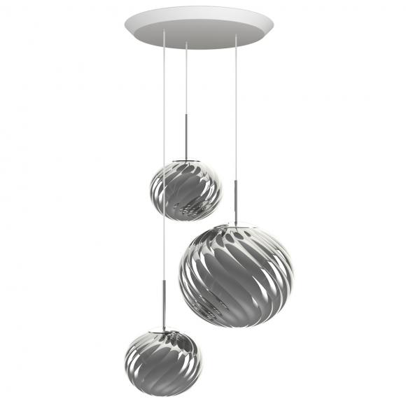 Tom Dixon Whirl LED Round Trio Pendant System Silver 