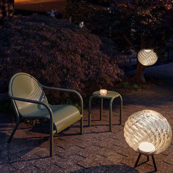 Tom Dixon Whirl LED Large Portable Lamp Silver/Black 