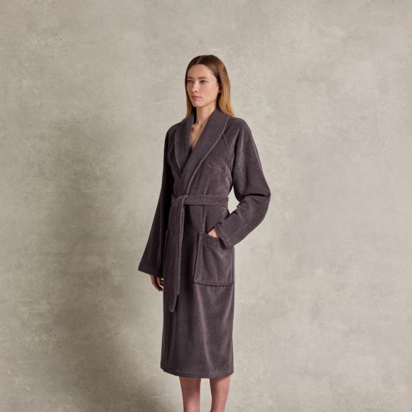 Ralph Lauren Home Dulaney Shawl Collar Bathrobe Graphite