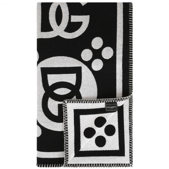 Dolce & Gabbana Casa DG Logo Jacquard Wool Throw 010