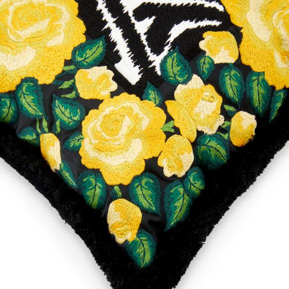 Dolce & Gabbana Casa Zebra Embroidered Cushion Cotton/Velvet Medium 009