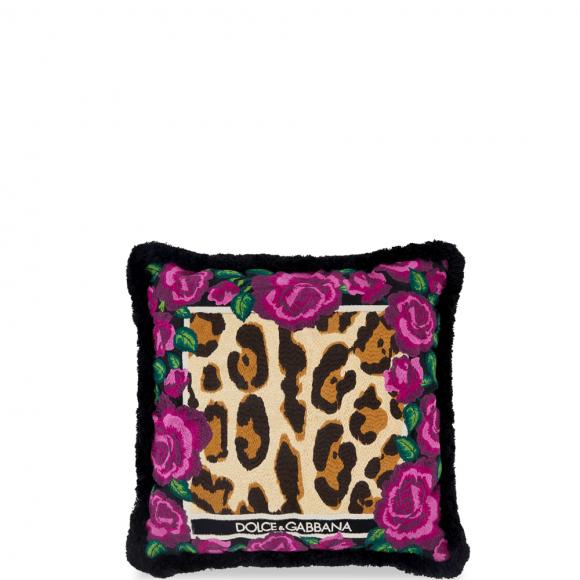 Dolce & Gabbana Casa Leopardo Embroidered Cushion Cotton/Velvet Small 020