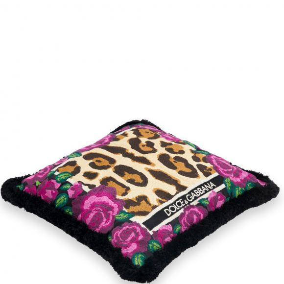 Dolce & Gabbana Casa Leopardo Embroidered Cushion Cotton/Velvet Small 020