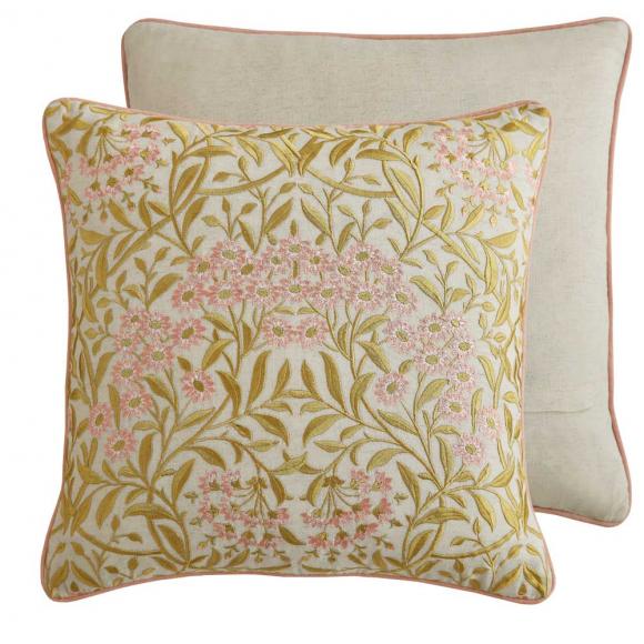 William Morris At Home Michaelmas Daisy Cushion Brick PInk-Gold