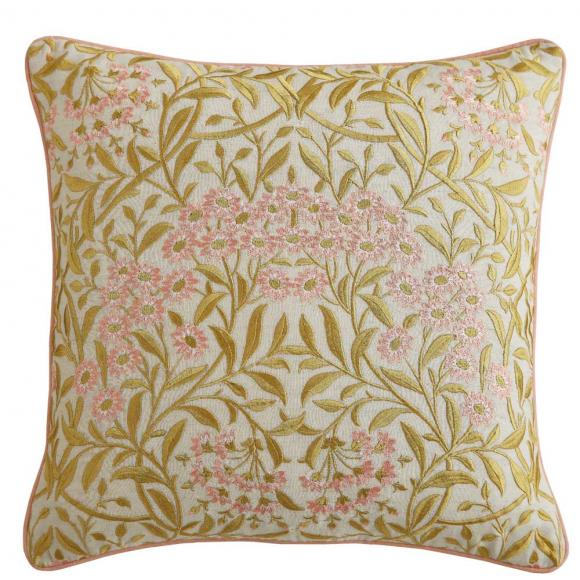 William Morris At Home Michaelmas Daisy Cushion Brick PInk-Gold