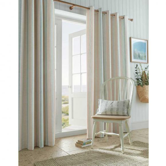 Laura Ashley Wickham Stripe Lined Eyelet Curtains
