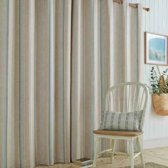 Laura Ashley Wickham Stripe Lined Eyelet Curtains