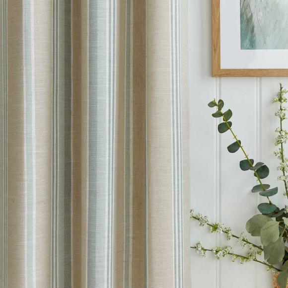Laura Ashley Wickham Stripe Lined Eyelet Curtains