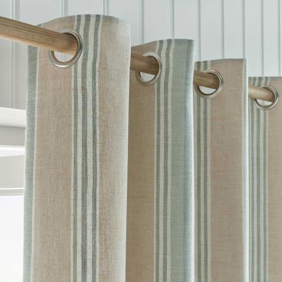 Laura Ashley Wickham Stripe Lined Eyelet Curtains