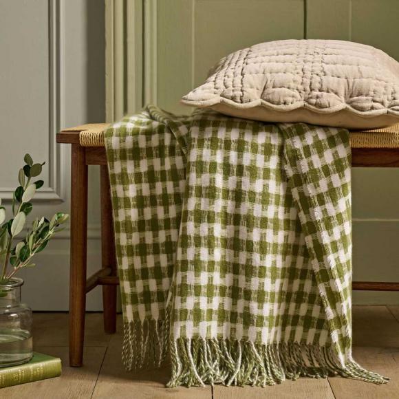 Laura Ashley Knapton Throw Olive Green