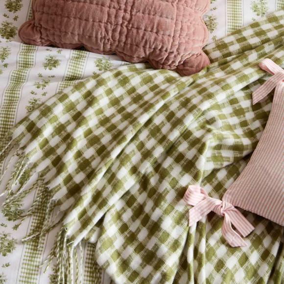 Laura Ashley Knapton Throw Olive Green
