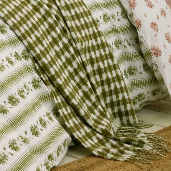 Laura Ashley Knapton Throw Olive Green