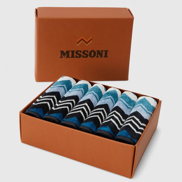 Missoni Home Giacomo 50 Blue Face Towels - Box Set of Six
