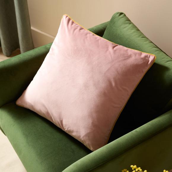 Furn Meridian Velvet Cushion Blush - Gold