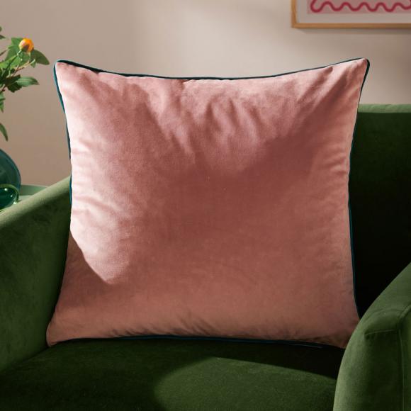 Furn Meridian Velvet Cushion Blush - Teal