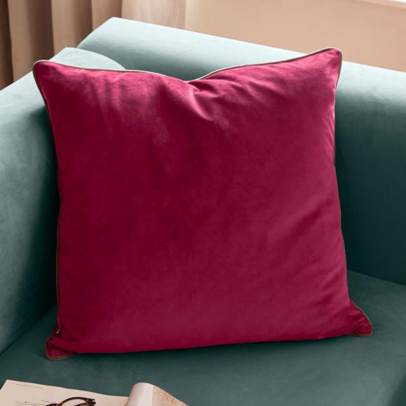 Furn Meridian Velvet Cushion Cover Cranberry-Mocha