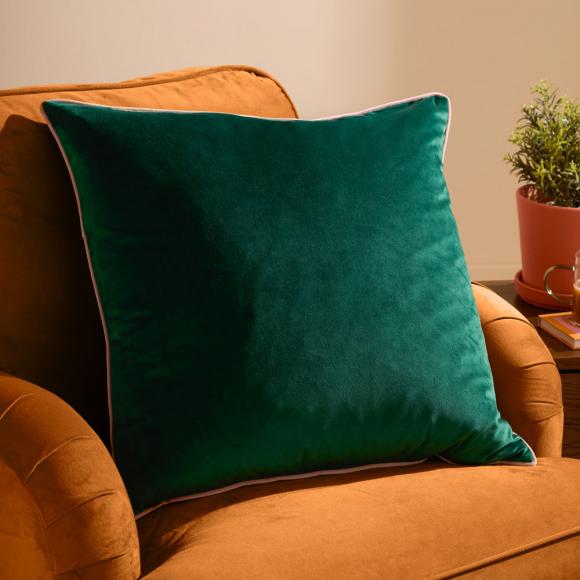 Furn Meridian Velvet Cushion Cover Emerald-Blush