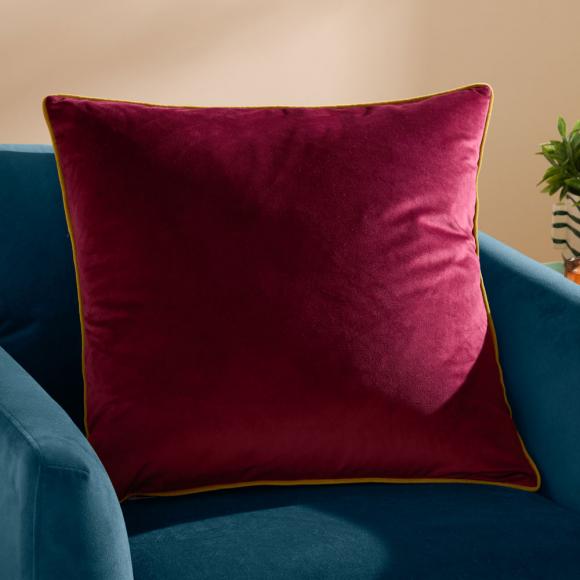 Furn Meridian Velvet Cushion Cover Maroon-Moss