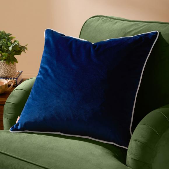 Furn Meridian Velvet Cushion Cover Navy-Silver