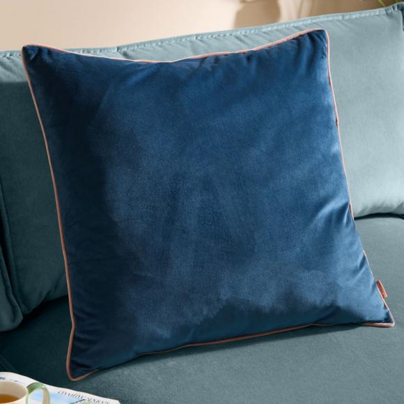 Furn Meridian Velvet Cushion Cover Petrol-Blush