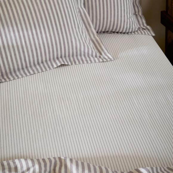 Yard Hebden Mauve Narrow Stripe Fitted Sheet