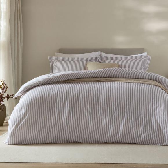 Yard Hebden Mauve Narrow Stripe Fitted Sheet