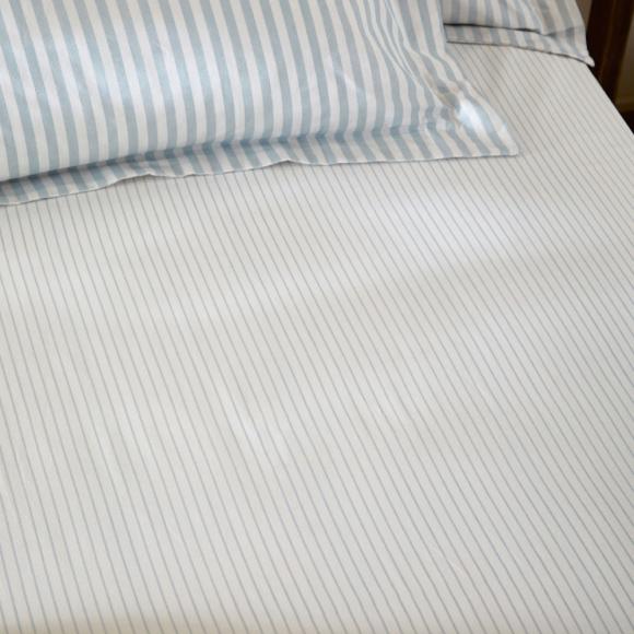Yard Hebden Mineral Blue Narrow Stripe Fitted Sheet