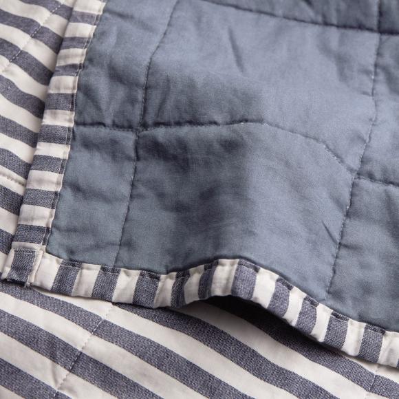 Yard Hebden Stripe Bedspread Navy / Bay Denim Blue