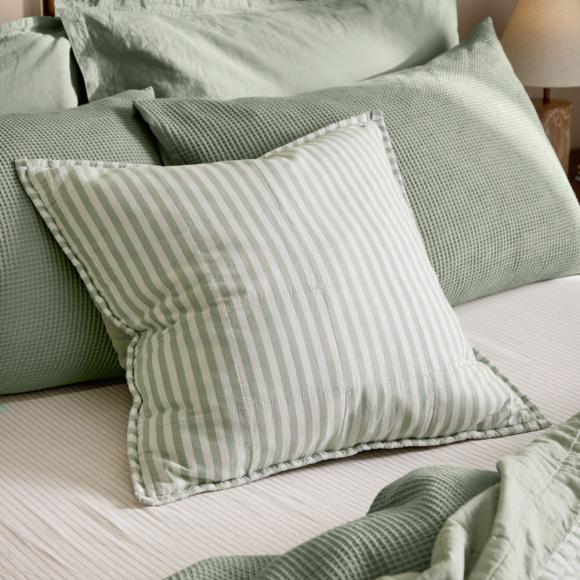 Yard Hebden Stripe Feather Filled Cushion Eucalyptus / Bay Green