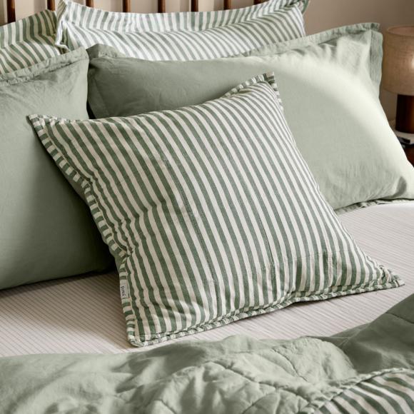 Yard Hebden Stripe Feather Filled Cushion Forest / Bay Green