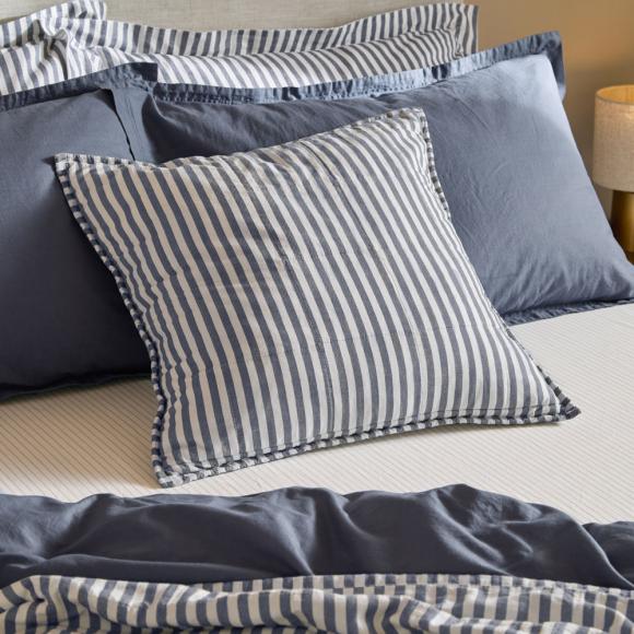 Yard Hebden Stripe Feather Filled Cushion Navy / Denim Blue