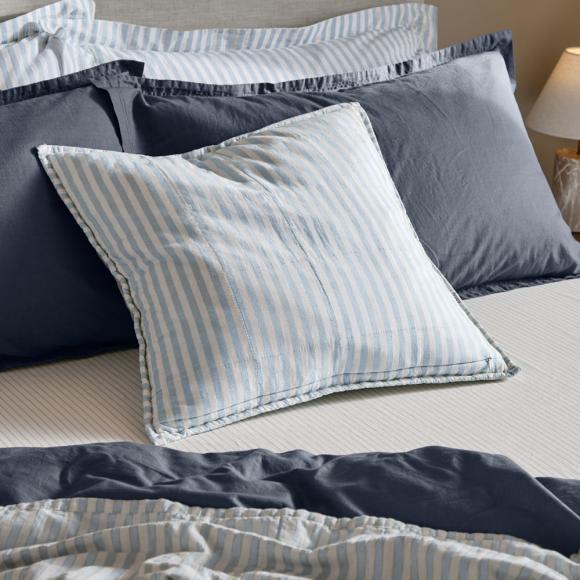 Yard Hebden Stripe Feather Filled Cushion Mineral / Denim Blue