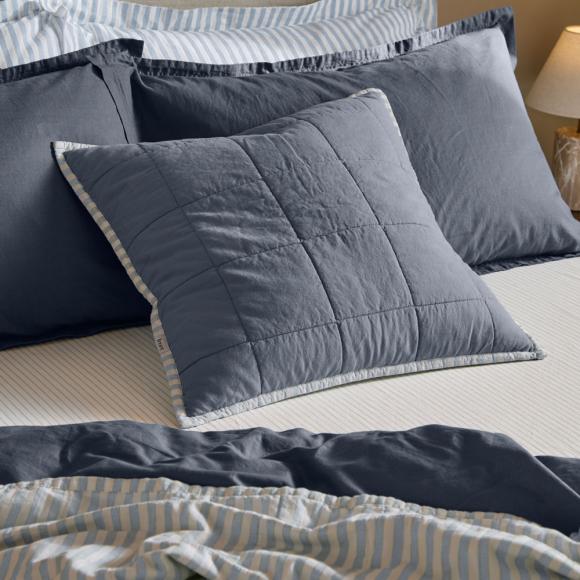Yard Hebden Stripe Feather Filled Cushion Mineral / Denim Blue