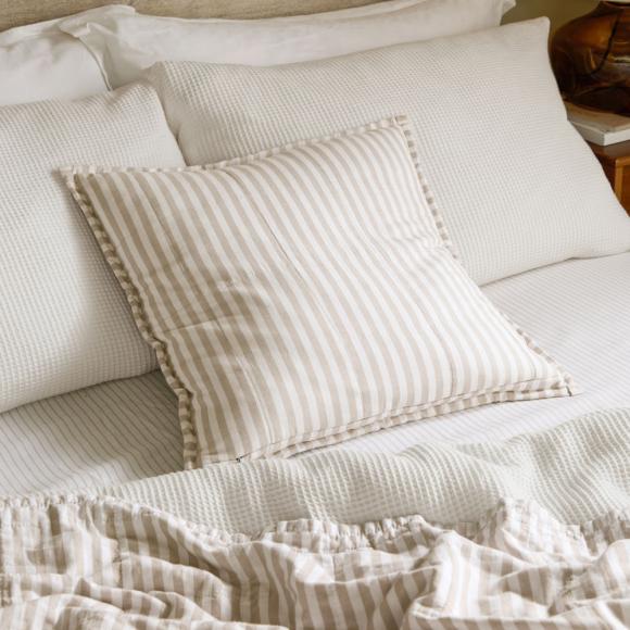 Yard Hebden Stripe Feather Filled Cushion Natural / Stone