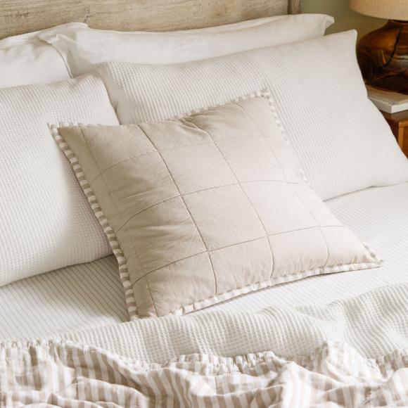 Yard Hebden Stripe Feather Filled Cushion Natural / Stone