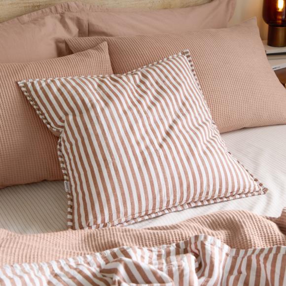 Yard Hebden Stripe Feather Filled Cushion Pecan / Cotta