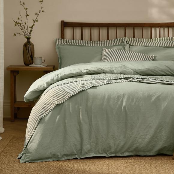 Yard Hebden Washed Cotton Duvet Set Bay Green