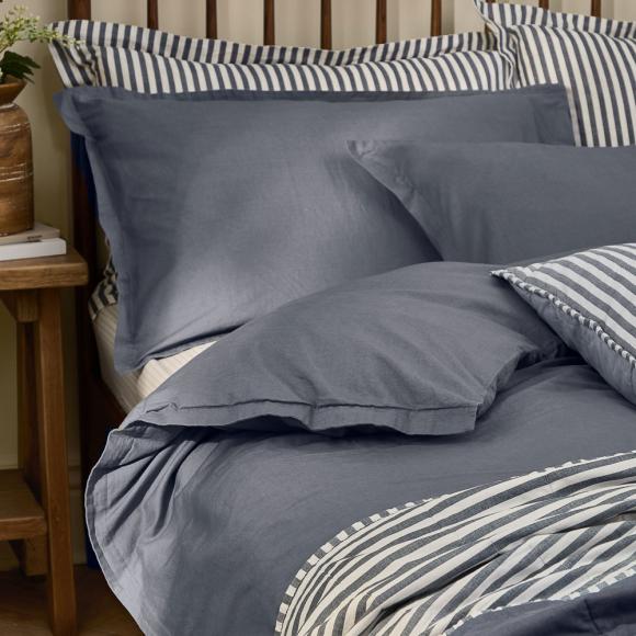 Yard Hebden Washed Cotton Duvet Set Denim Blue