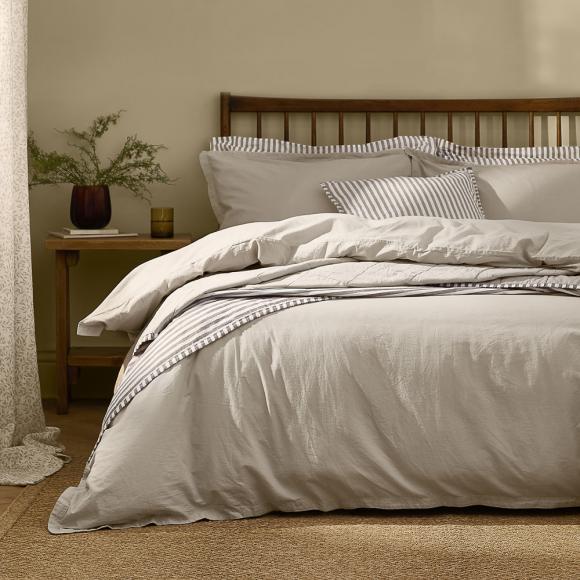 Yard Hebden Washed Cotton Duvet Set Stone