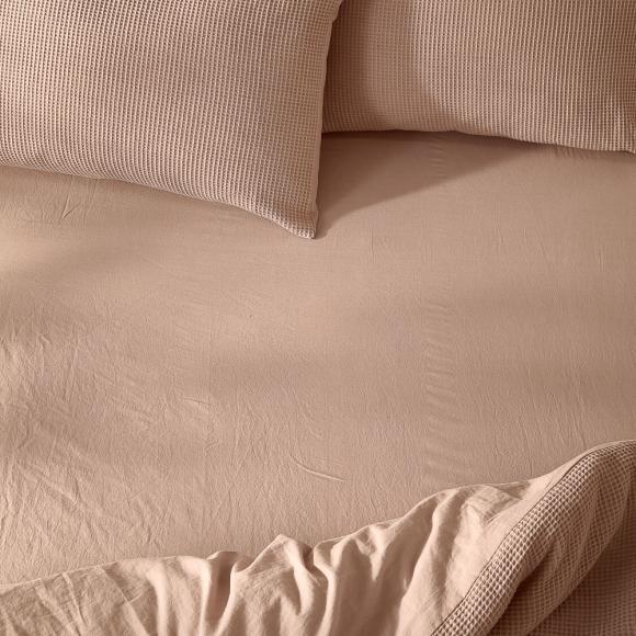 Yard Hebden Washed Cotton Fitted Sheet Cotta